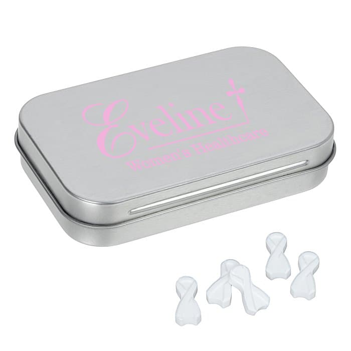 Rectangular Tin with Shaped Mints - Ribbon