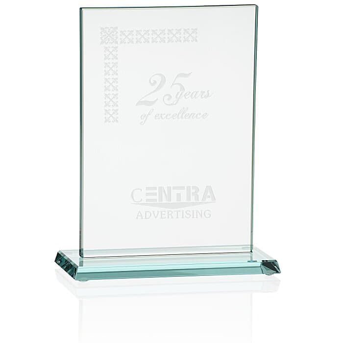 Stately Jade Glass Award - 6 inches