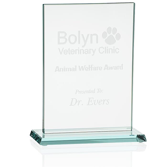 Stately Jade Glass Award - 7 inches