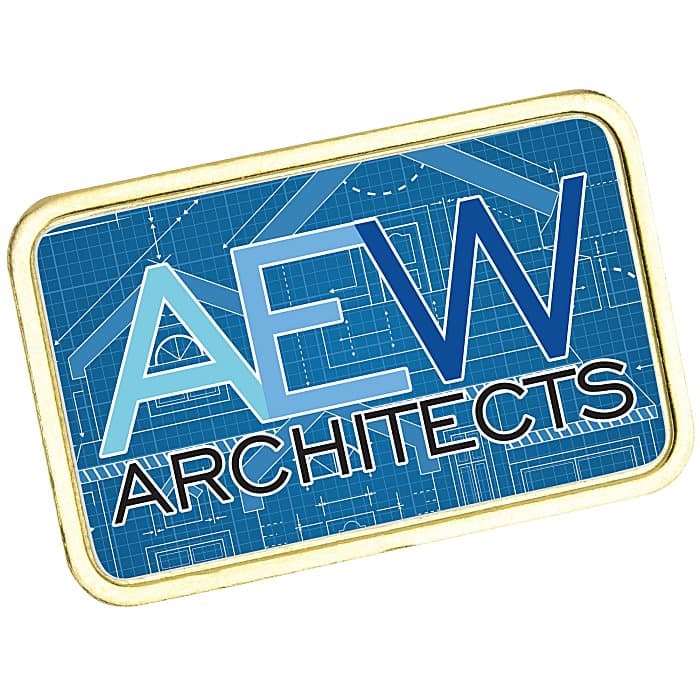 Laminate Lapel Pin - Rectangle - 24 hr