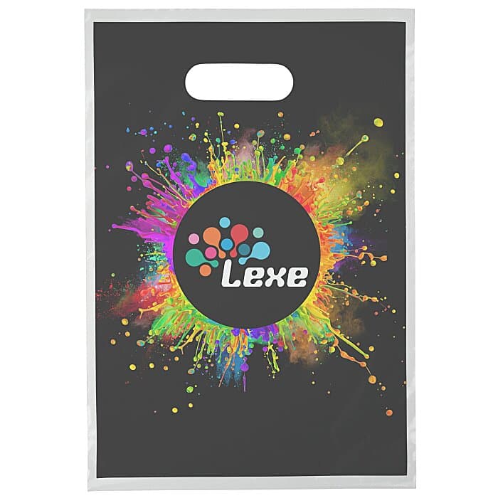 Full Color Die Cut Handle Plastic Bag - 13 inches x 9 inches - Clear