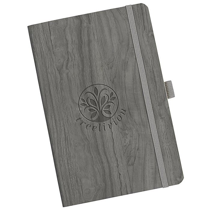 Soft Touch Wood Grain Notebook - Debossed