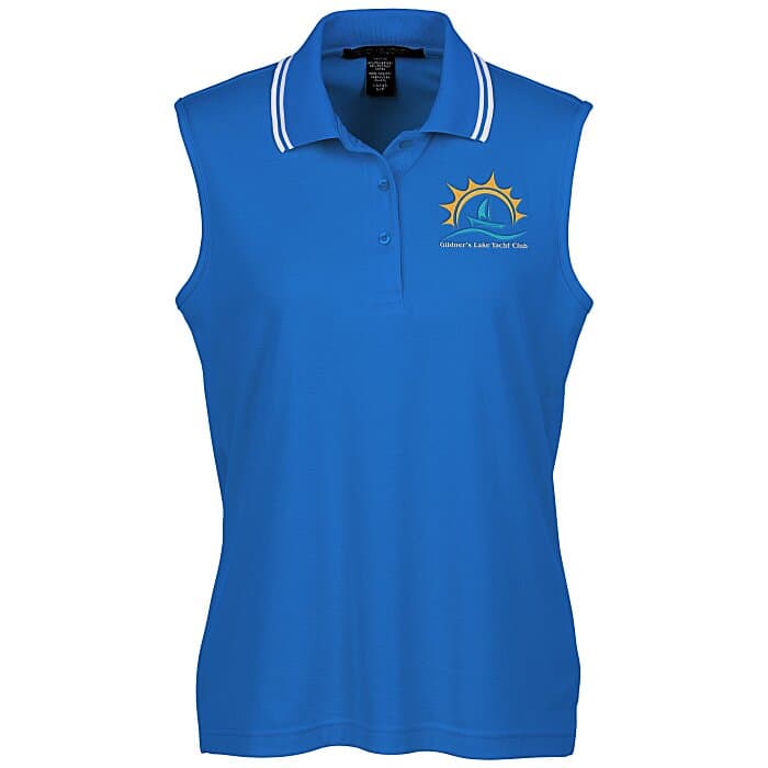 CrownLux Performance Plaited Tipped Sleeveless Polo - Ladies'