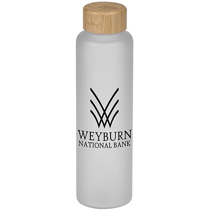 Belle Frosted Glass Bottle with Bamboo Lid - 20 oz.