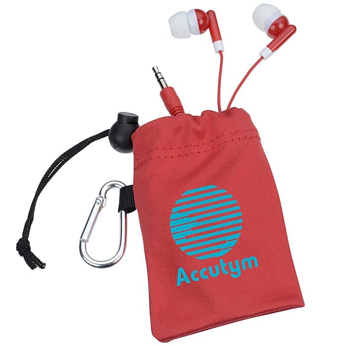 Microfiber Pouch with Colorful Earbuds
