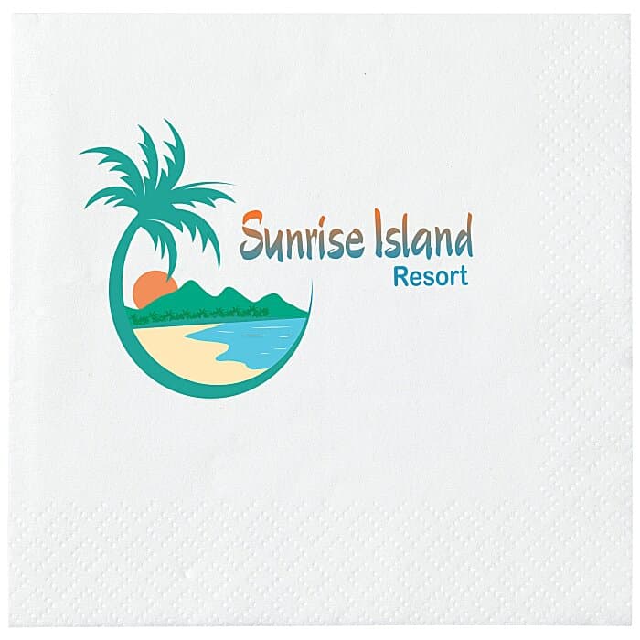 Beverage Napkin - 3-ply - White - Full Color