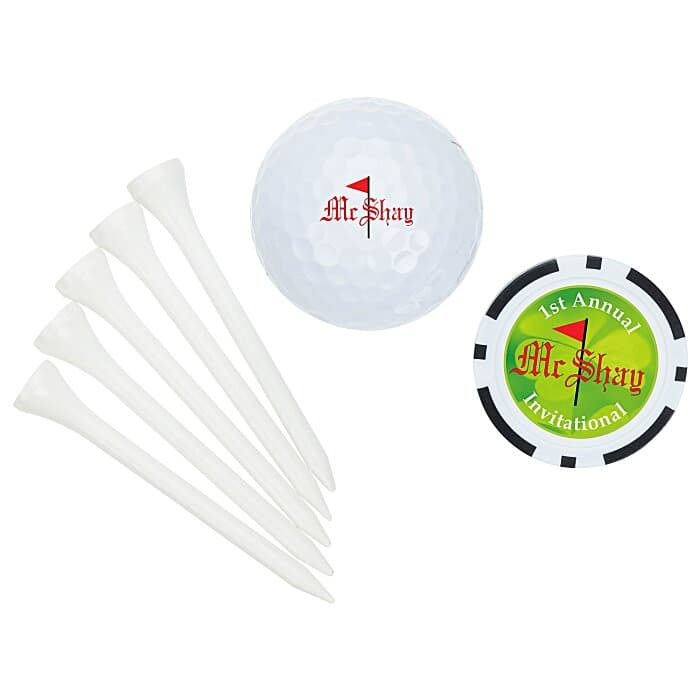 Golf Ball Tee Pack with Poker Chip