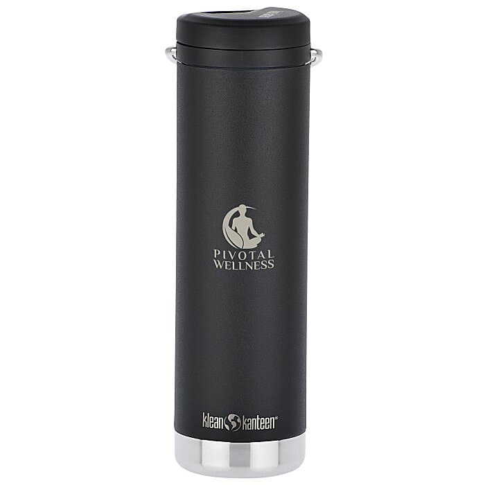Klean Kanteen TKWide Vacuum Bottle with Straw Lid - 20 oz - Laser Engraved