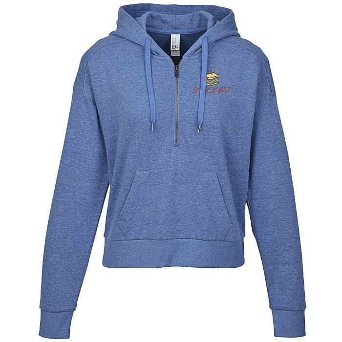 District Perfect Tri Iconic Fleece 1/2-Zip Pullover Hoodie - Ladies' - Embroidered
