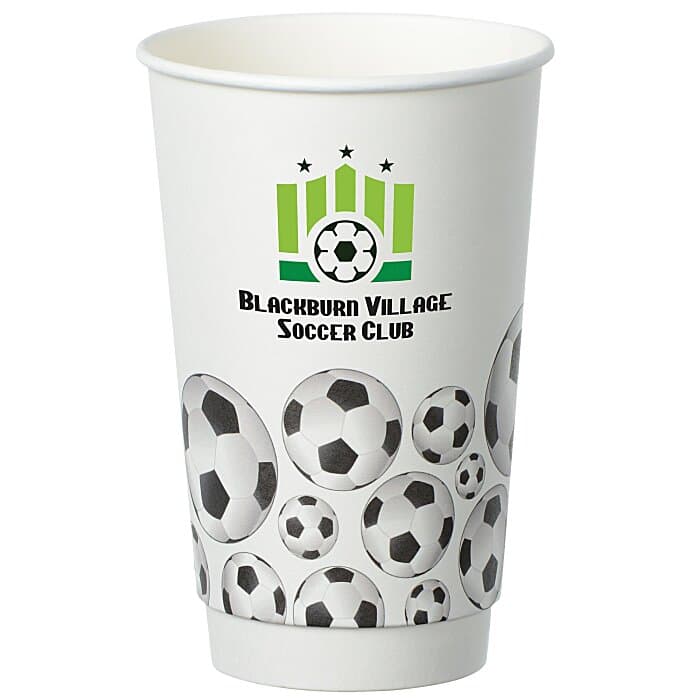 Soccer Full Color Insulated Paper Cup - 16 oz