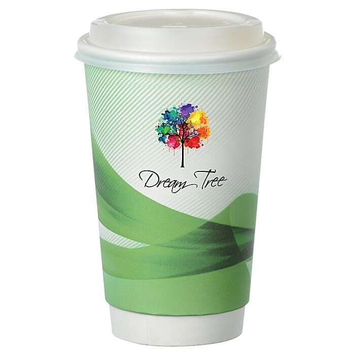 Groovy Full Color Insulated Paper Cup with Lid- 16 oz