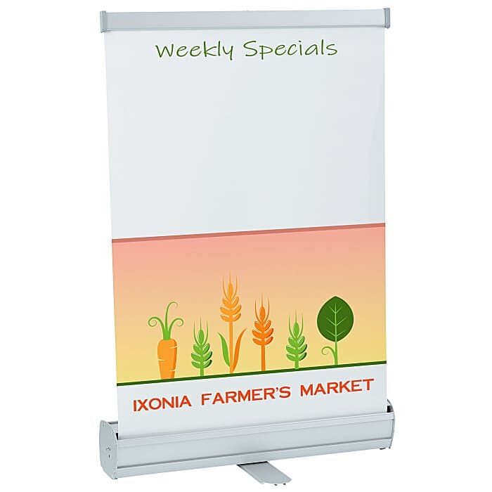 Economy Tabletop Retractable Banner Display - 18 inches - Dry Erase
