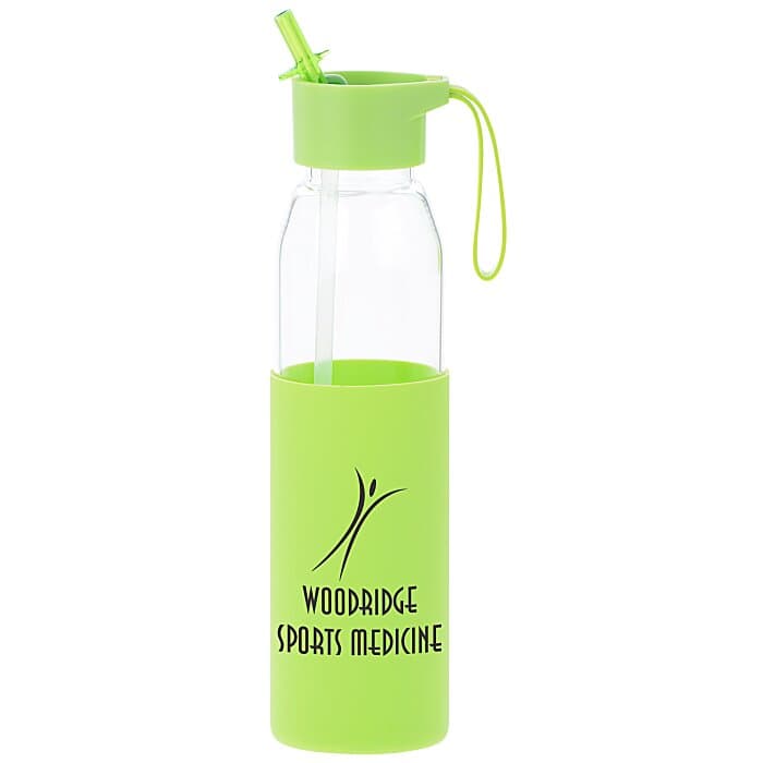 Glass Bottle with Flip Straw Lid - 20 oz.