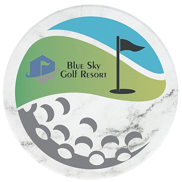 Absorbent Stone Coaster - Round - White Marble