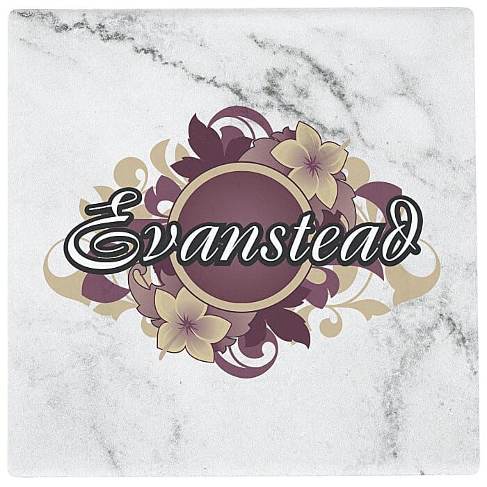 Absorbent Stone Coaster - Square - White Marble