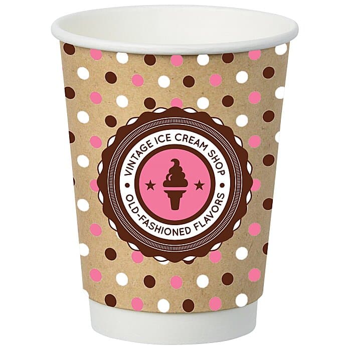 Full Color Insulated Paper Cup - 12 oz. - Natural