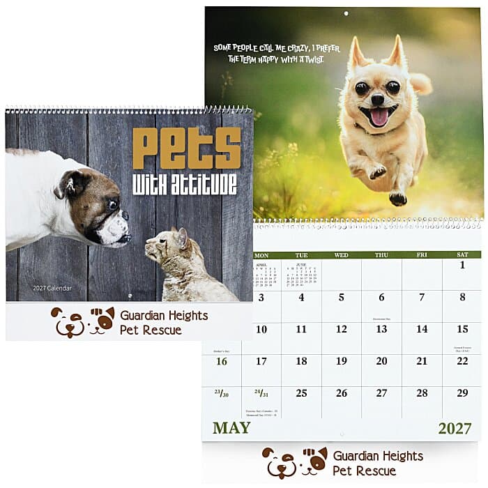 Pets with Attitude Wall Calendar - Spiral