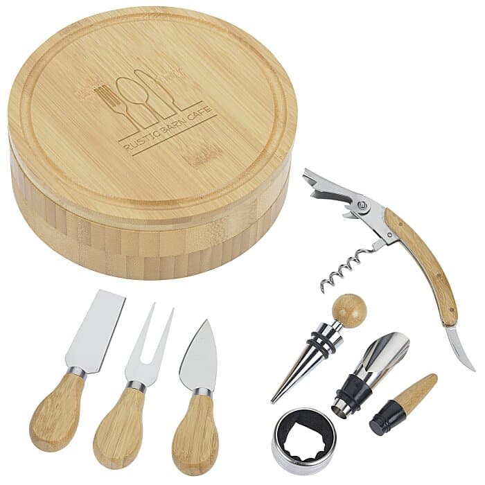 Swivel 8-Piece Bamboo Cheese & Wine Board Set