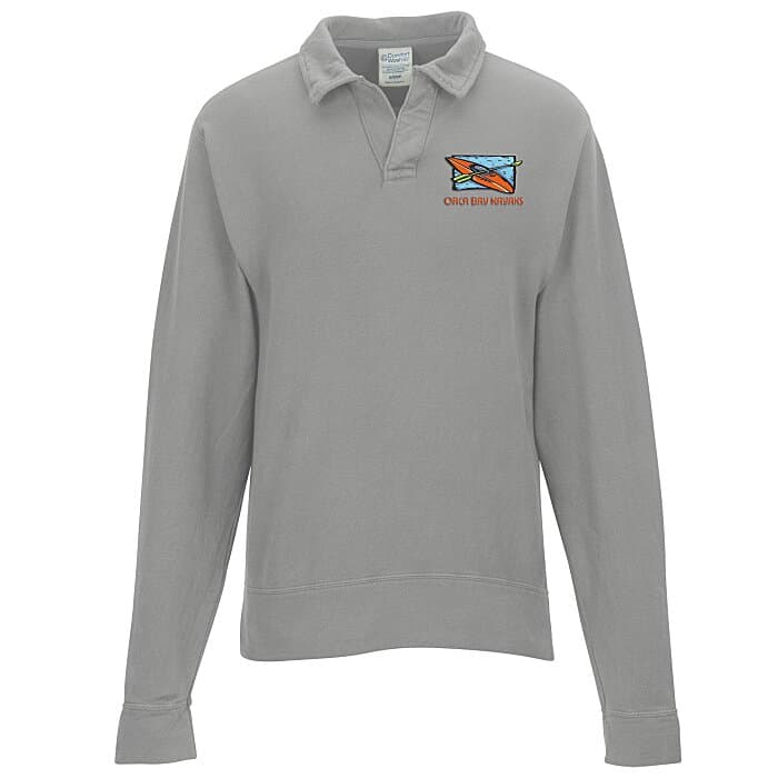ComfortWash Garment-Dyed Polo Collar Sweatshirt - Embroidered