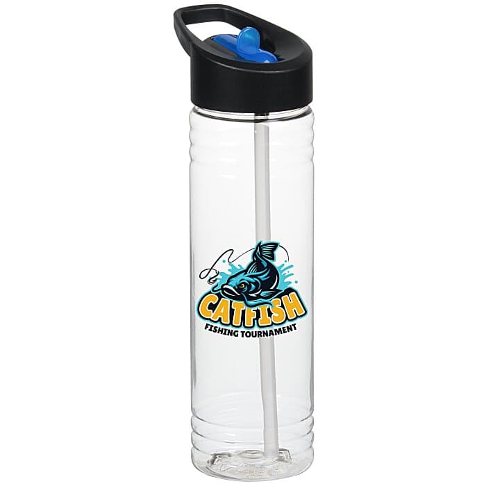 Clear Impact Halcyon Water Bottle with Two-Tone Flip Straw Lid - 24 oz - Full Color