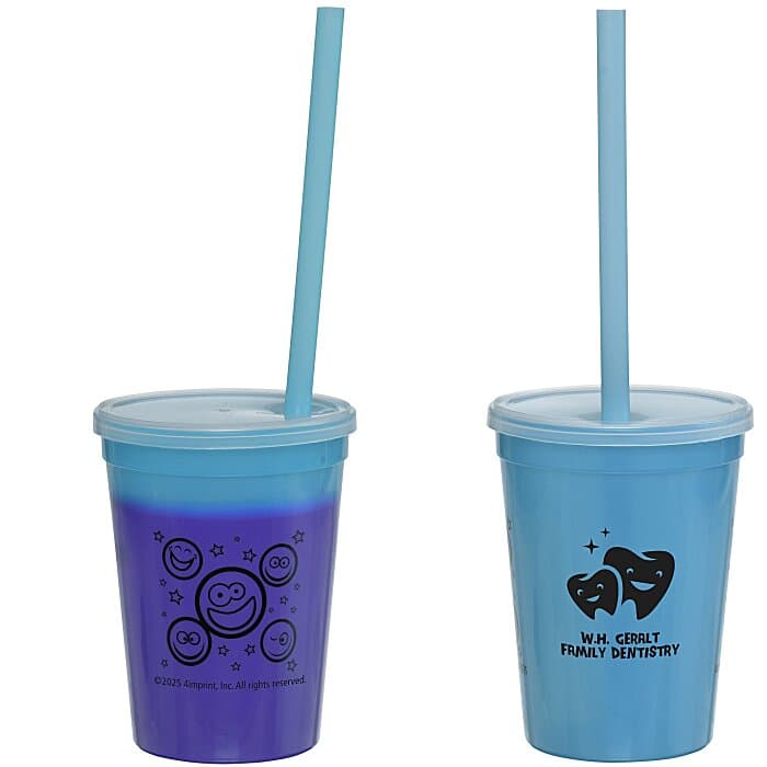 Super Kid Mood Stadium Cup with Straw - 12 oz - Smiley Faces
