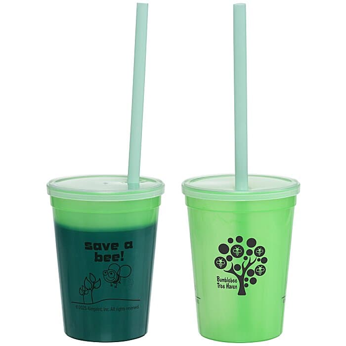 Super Kid Mood Stadium Cup with Straw - 12 oz - Go Green