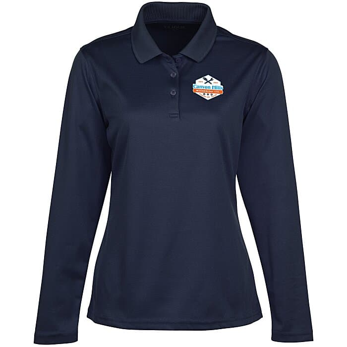 Spin Dye Long Sleeve Pique Polo - Ladies' - Full Color