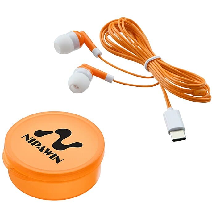 Colorful USB-C Earbuds with Traveler Case