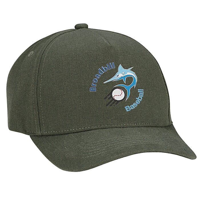 Five Panel Cap with Leatherette Backstrap - Embroidered