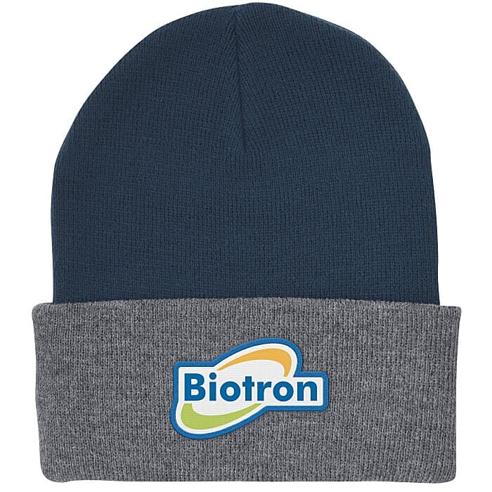 Big Cuff Knit Cap - Two Tone - Full Color Patch