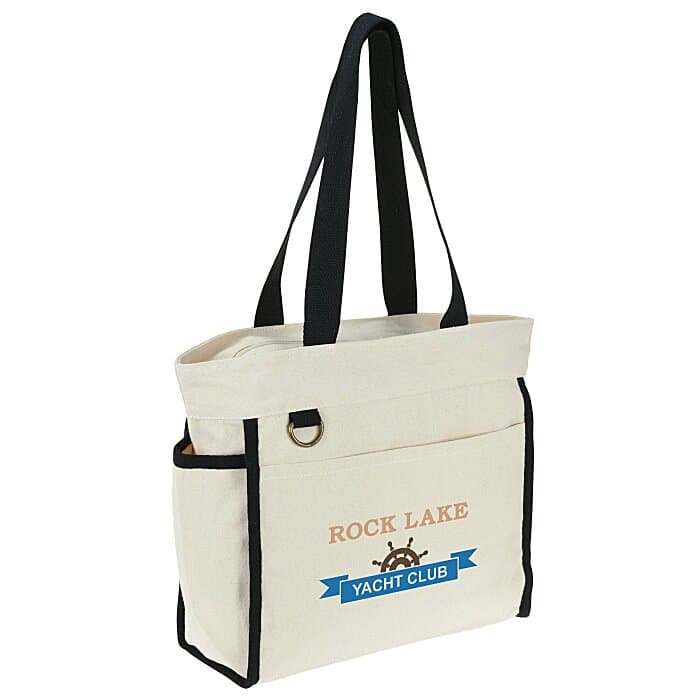 Zippered 10-oz Cotton Accent Tote - Full Color