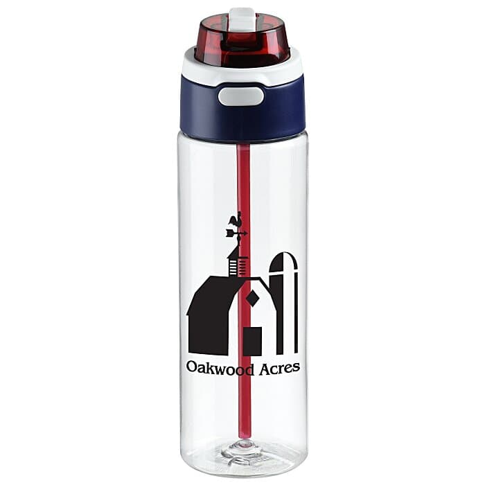 Ella Water Bottle with Flip Up Straw - 24 oz. - Red, White & Blue