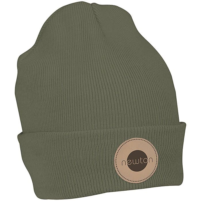Fleece Lined Beanie with Cuff - Laser Engraved Patch